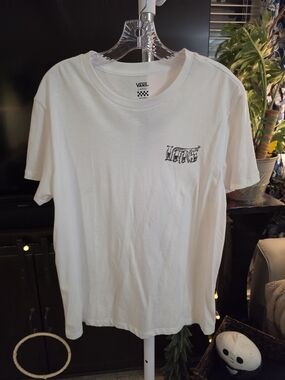 Vans White Short-Sleeve Tee with Black Script Logo